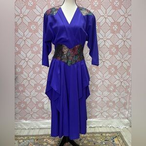 Vintage 80s Purple Draped Dress